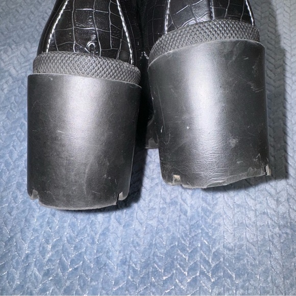 Noir I Said What I Said Dolls Kill Croc Embossed Combat Boots Black Women’s 7.5 - Picture 7 of 10